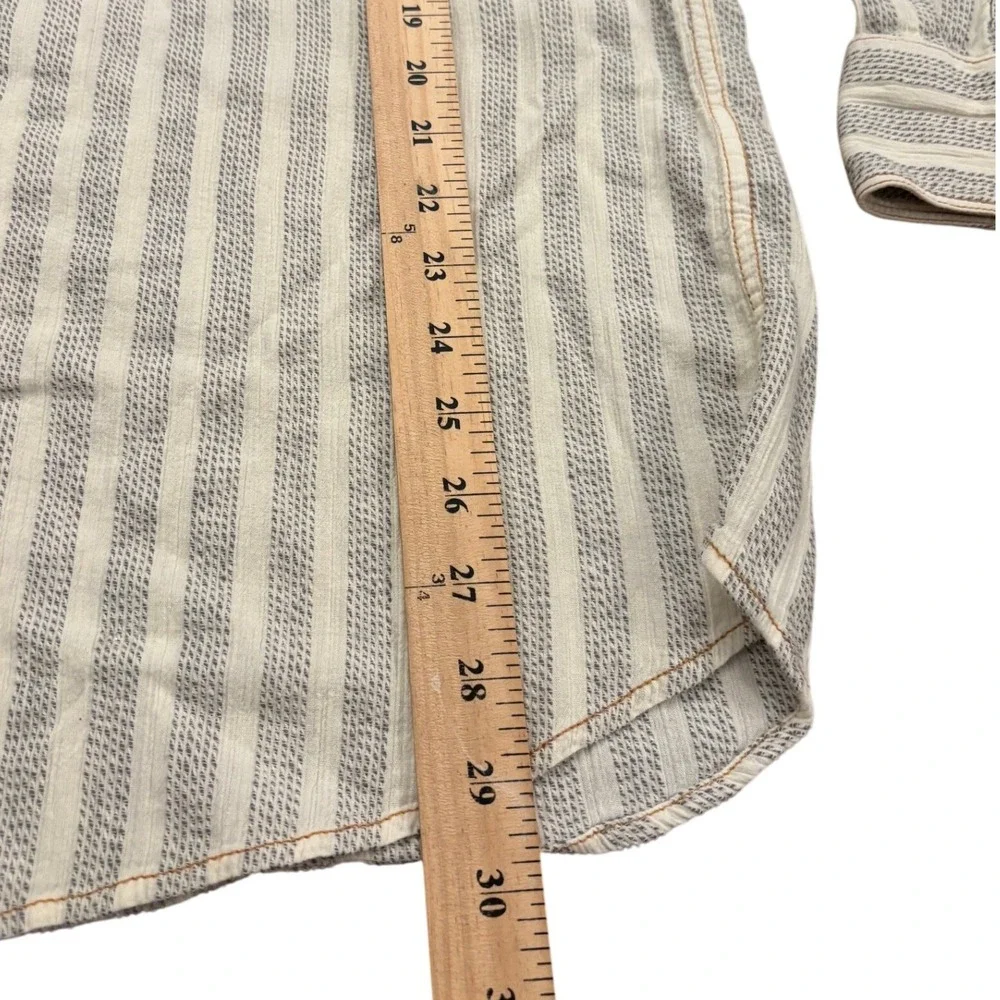 Cooper Jones Permit Mens Ivory Grey Striped Long Sleeve Button Down Shirt L